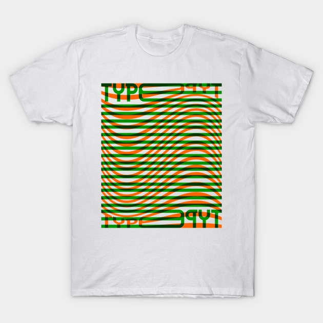 Type Wave (Green Orange) T-Shirt by John Uttley